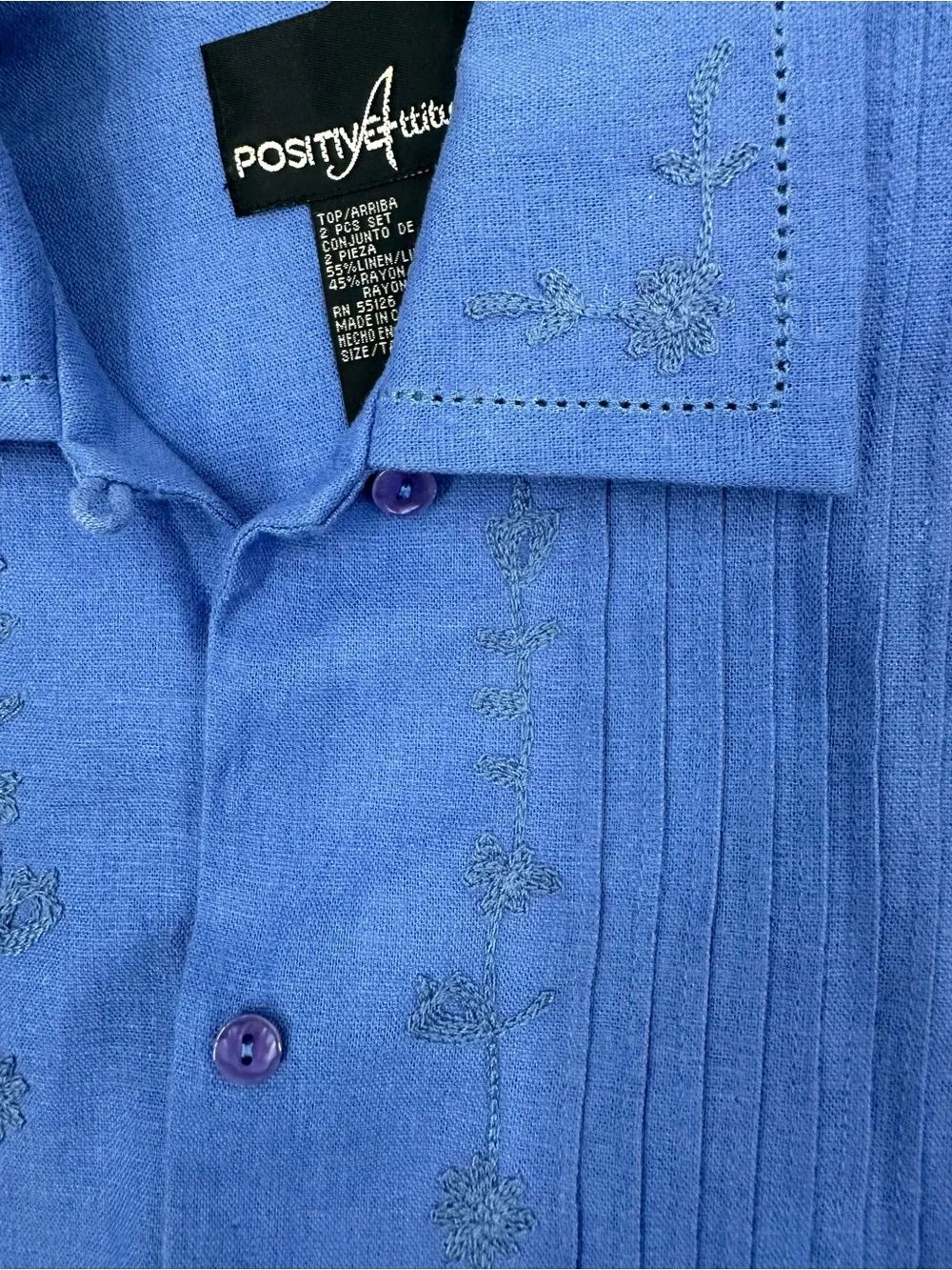 Vintage 90s Positive Attitude Blue Linen Blend Dress Jacket Set 6 NWOT 1180